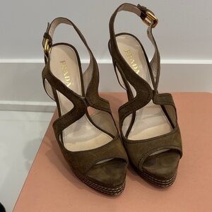 Prada Women's Dark Brown Suede Heels